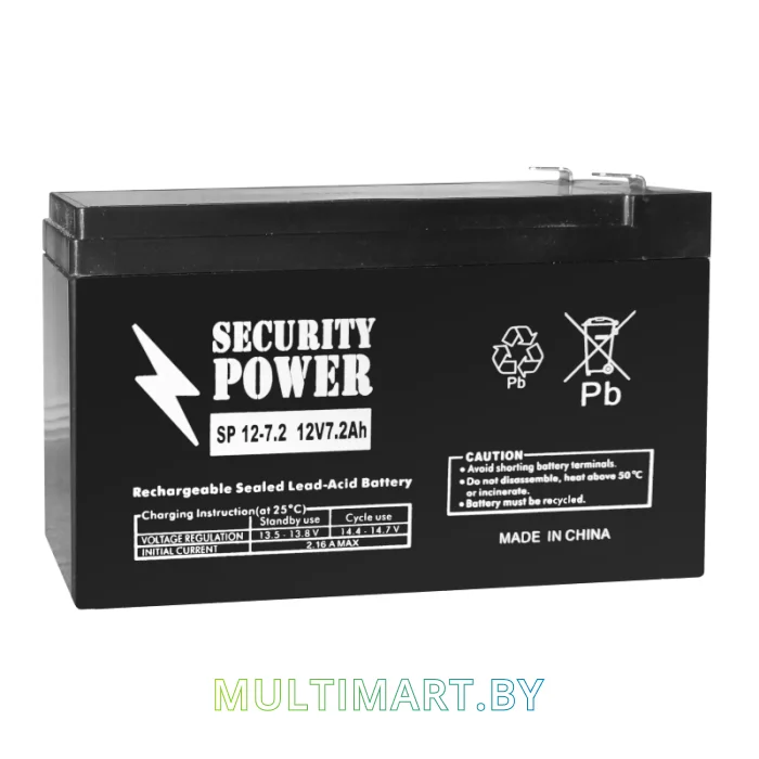 Аккумулятор для ИБП Security Power SP 12-7.2 F2 (12В/7.2 А·ч)